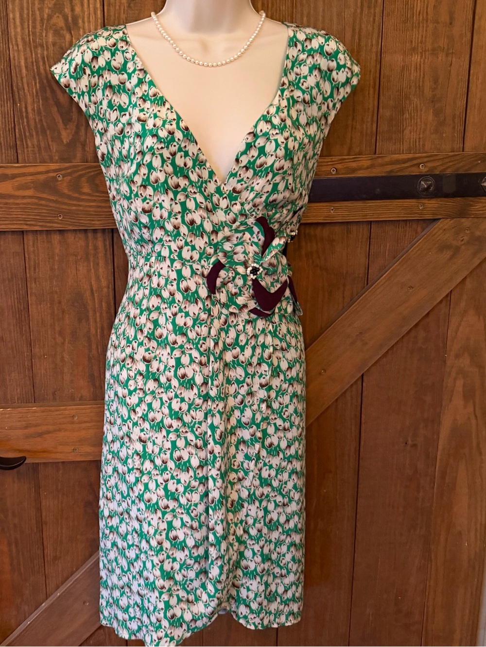 Moulinette Soeurs Green and White Floral Midi Dress